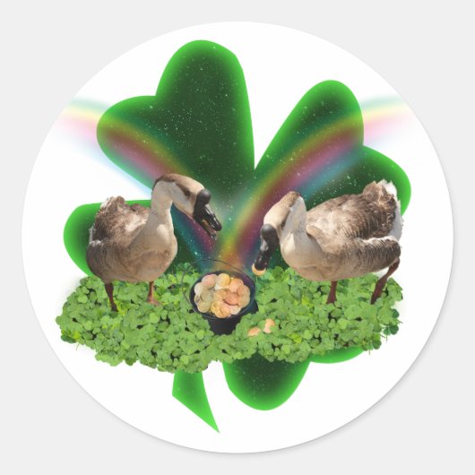 Geluks Ganzen St. Patrick's Dag Ronde Sticker (Voorkant)