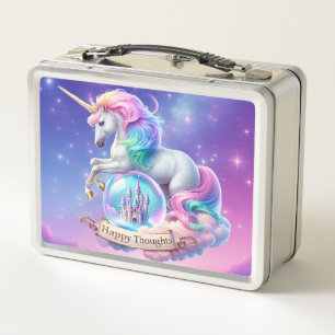 Geluks Gedachten Eenhoorn Kasteel Metalen Lunchbox