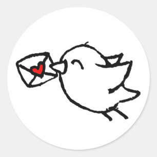 Geluks post vogel ronde sticker