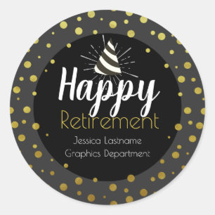 Geluksfeestconfetti voor pensionering ronde sticker