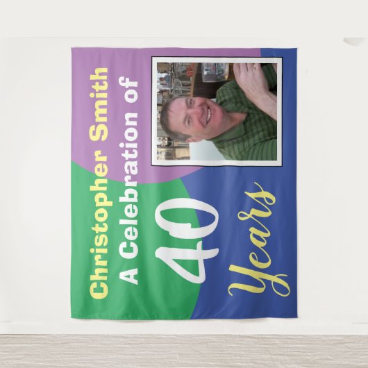 Geluksfeestje 40e verjaardag met foto wandkleed (Voorkant)