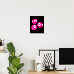 Geluksgetal 4 Roze Ballen Poster