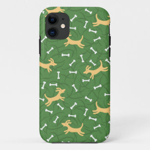 gelukshonden met botten achtergrond iPhone 11 hoesje