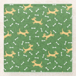 gelukshonden met botten achtergrond glazen onderzetter