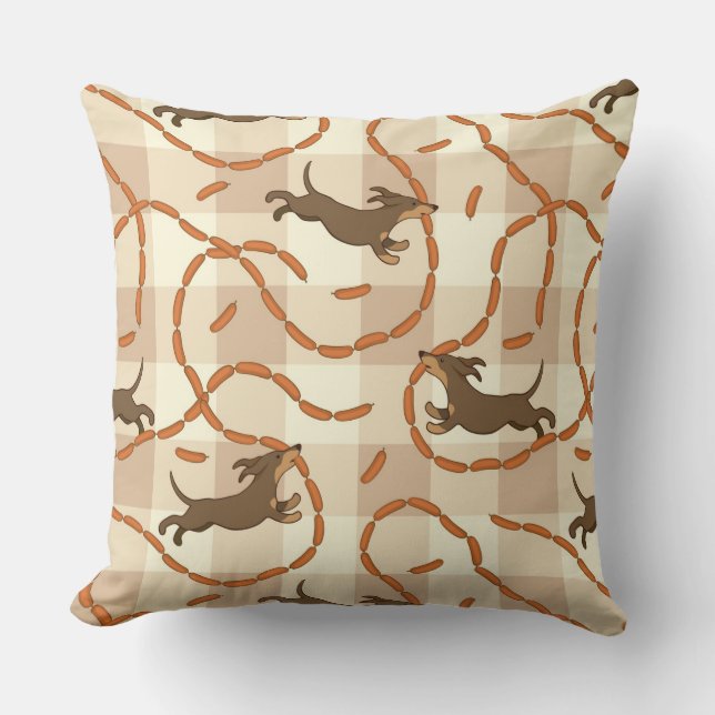 gelukshonden met worstjes kussen (Voorkant)