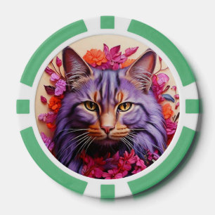 Gelukskaarten voor Kattenliefhebbers Poker Chips