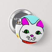 Gelukskat Maneki Neko Kitty Ronde Button 5,7 Cm (Voorkant /achterkant)
