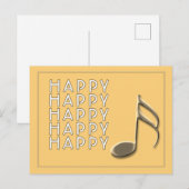 "Geluksnoot" Gouden Muzieknote Zwarte Postkaart (Voorkant / Achterkant)