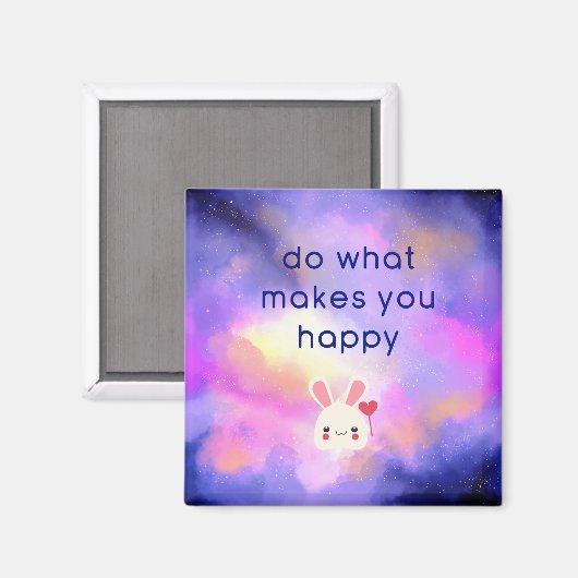 Geluksquote met Surreal Clouds en een Bunny Magneet (Voorkant / Achterkant)