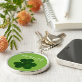 Geluksvogel Ierse St. Patrick's Day Groene Klaver Sleutelhanger (Zijkant)