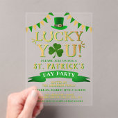 Geluksvogel! St. Patrick's Day-feest Acryl Uitnodigingen (Insitu (Draagbaar))