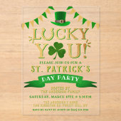Geluksvogel! St. Patrick's Day-feest Acryl Uitnodigingen (Voorkant)