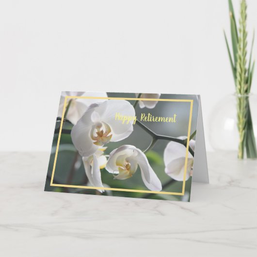 Gelukwensen met je pensioen Witte Orchideeën Elega Kaart (Voorkant)