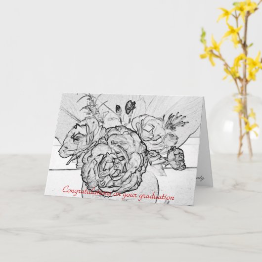 Gelukwensen op uw afstuderen kaart (Gele Bloem)