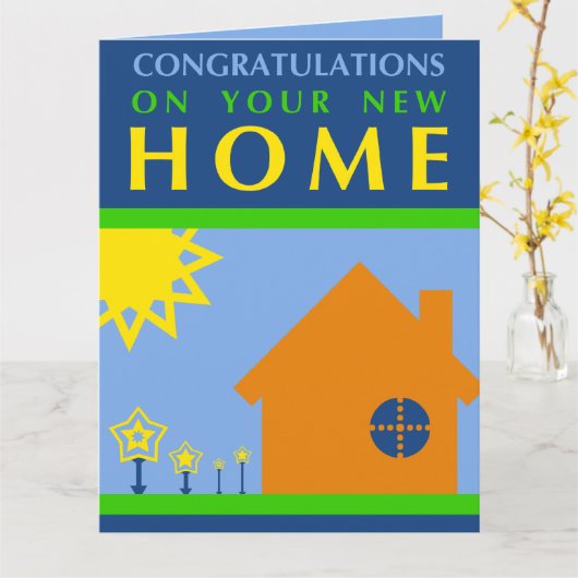 gelukwensen op uw nieuw huis (mod.vormen) kaart (Gele Bloem)