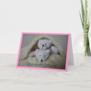 gelukwensen voor gestapeld meisje twin beren kaart