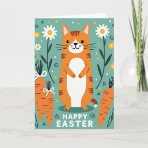 Gelukwenskaart met kat-illustratie voor de lente kaart