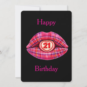Gelukzalige 21e Verjaardag Schotse Tartan Lippen S Kaart