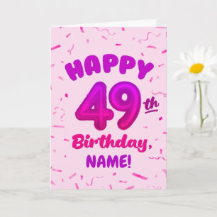 Gelukzalige 49e Verjaardagskaart met Aangepaste Na Kaart