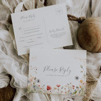 Gelukzalige Boho Wilde Bloemen Menu Keuze RSVP Pos