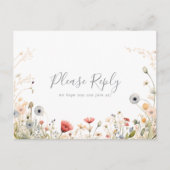Gelukzalige Boho Wilde Bloemen Menu Keuze RSVP Pos (Voorkant)