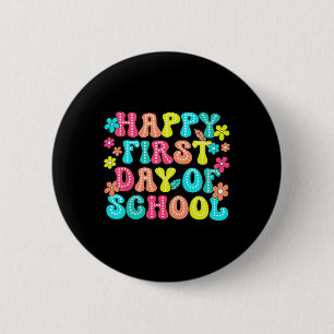 Gelukzalige Eerste Dag Van School Potlood Leraar K Ronde Button 5,7 Cm