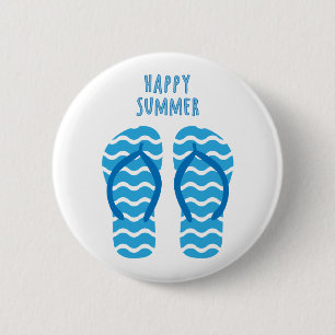 Gelukzalige zomerknop met teenslippers ronde button 5,7 cm