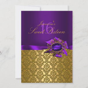 Gem & Bow Paarse Sweet 16 Uitnodiging