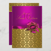 Gem & Bow| Pink Sweet 16 Invitation (Devant / Derrière)