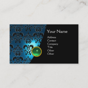 GEM DAMASK MONOGRAM blauw saffier groen Visitekaartje