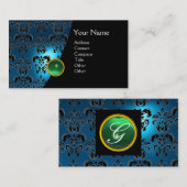 GEM DAMASK MONOGRAM blue sapphire green Visitekaartje (Voorkant / Achterkant)