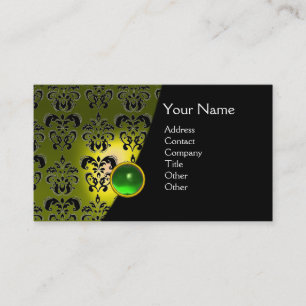 GEM DAMASK MONOGRAM yellow green emerald Visitekaartje