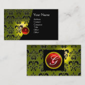 GEM DAMASK MONOGRAM yellow red ruby Visitekaartje (Voorkant / Achterkant)