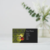 GEM DAMASK MONOGRAM yellow red ruby Visitekaartje (Staand voorkant)