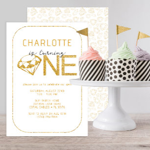 Gem Diamond Un 1er Anniversaire Fête Invitation