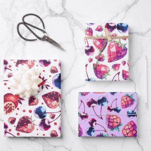Gem Fruit Naadloze Patroon Gift Wrap Set Inpakpapier Vel