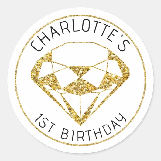 Gem Or Diamant Anniversaire Favoriser Sticker (Devant)