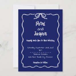 Gem & Pen Huwelijksuitnodiging Royal Blue Feestdagenkaart