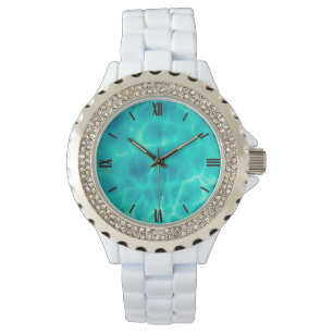 Gem Stone Patroon, Blauwe Atlantis Steen Vrouwen Horloge