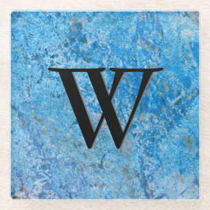 Gem Stone Pattern, Blue Granite & Black Onyx Glazen Onderzetter