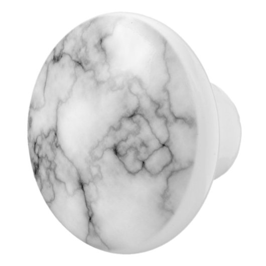 Gem Stone Pattern, grijs / grijs en witte marmer Keramische Knop (Rechts)