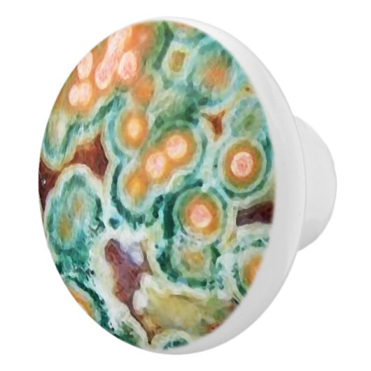 Gem Stone Pattern, Ocean Jasper, Green en Multi Keramische Knop (Rechts)