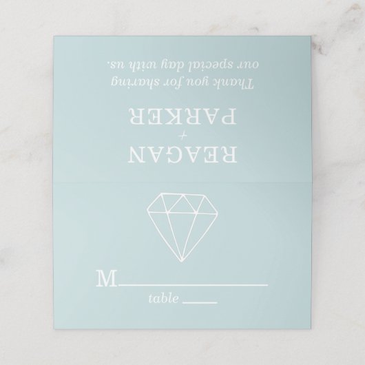 Gem Stones Custom Pastel Blue Weddenschap (Buitenkant ongevouwen)