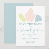 Gem Stones Pastel Blue Elegant Wedding Save The Date (Voorkant / Achterkant)