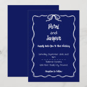 Gem & Stylo Faire-part de mariage Royal Blue (Devant / Derrière)