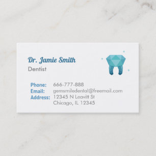 Gem Tooth Logo Dentist Visitekaartjes