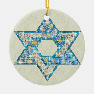 Gem versierde ster van David Keramisch Ornament