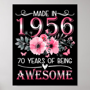 Gemaakt 1956 Bloem 70ste Verjaardag 70 Poster