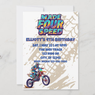 Gemaakt FOUR Speed, dirt bike 4e verjaardag Kaart