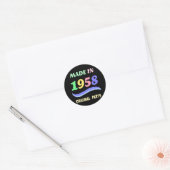 Gemaakt in 1958, kleurrijk tekstontwerp ronde sticker (Envelop)